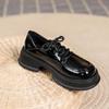 Classic Pumps for Women Lace Up Hoof Mid Heels Round Toe Oxford Shoes Woman Solid Leather Platform Shoes Pumps