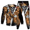 Poker Skull Print Autumn Men's Outfit Casual Tracksuits Vintage O Neck Sweatshirt Jogging Pants Sets Oversized Man 2 Piece Suits