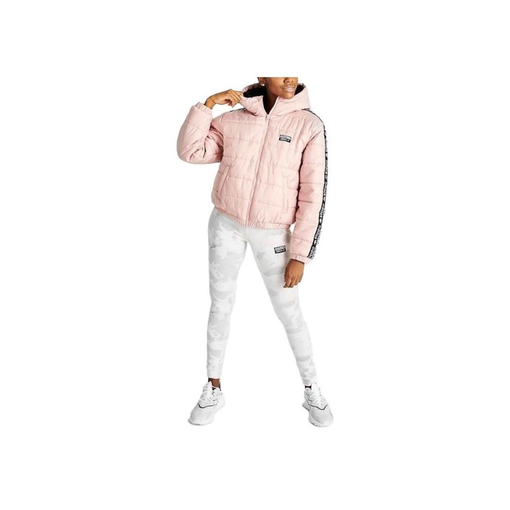 adidas Originals Letter Print Hooded Zip Long Sleeve Jacket Women Jacket Pink FJ6524