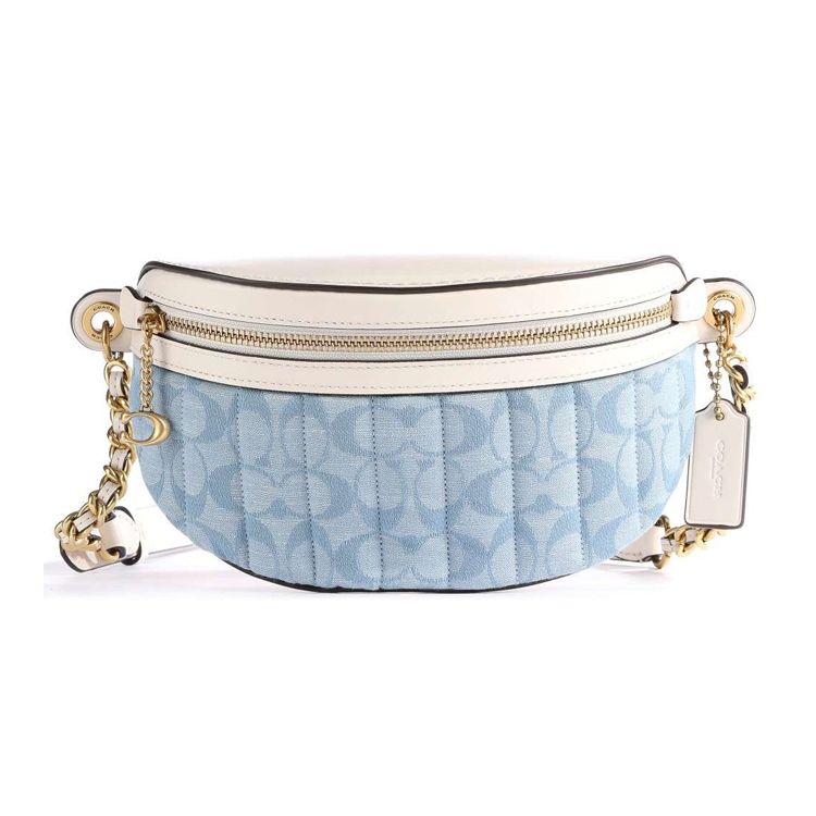 

Coach Chain Chambray Floral Quilted Canvas And Leather Shoulder Crossbody Bag Women Bags White Blue C4675-B4SUX Basic Set (Bag+Dust Bag)