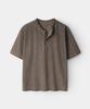 INDUST Pigment Washed Cut-Out Henley Neck Short Sleeve T-Shirt_Brown