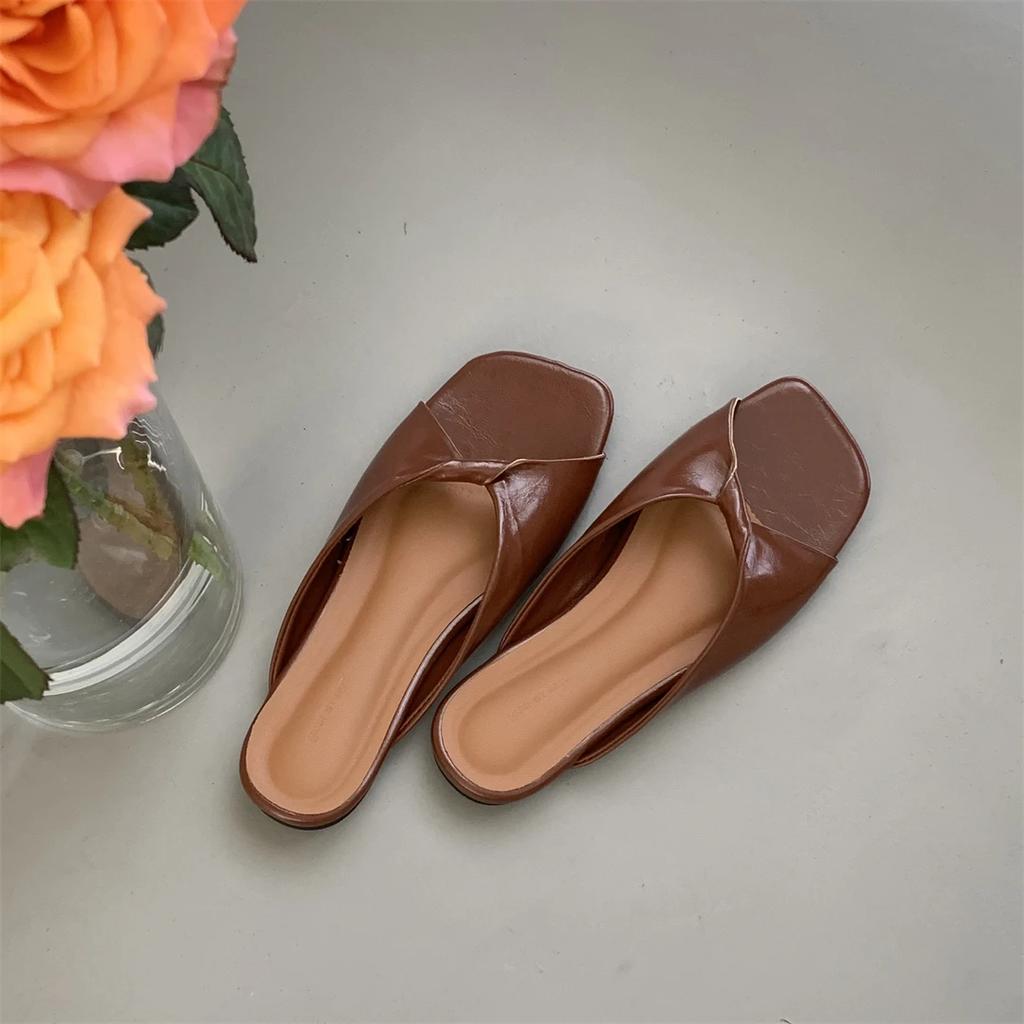 Flats Slippers Women Open Toe Sandals Summer Flip Flops Casual Shoes 2025 Trend Beach Slides New Square Toe Shoes Woman Designer