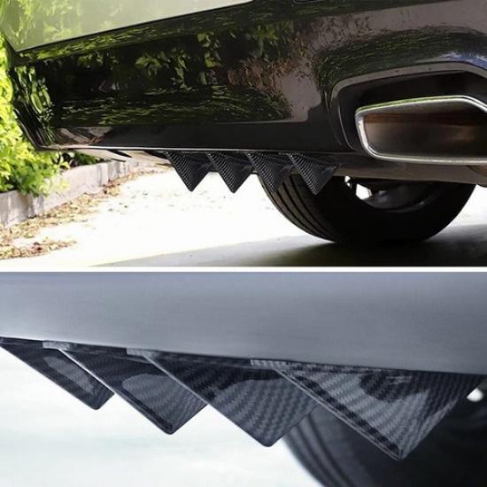 Carbon Car Fiber Rear Diffuser Bumper Fin Shark Curved Spoiler Lip Splitter Wing