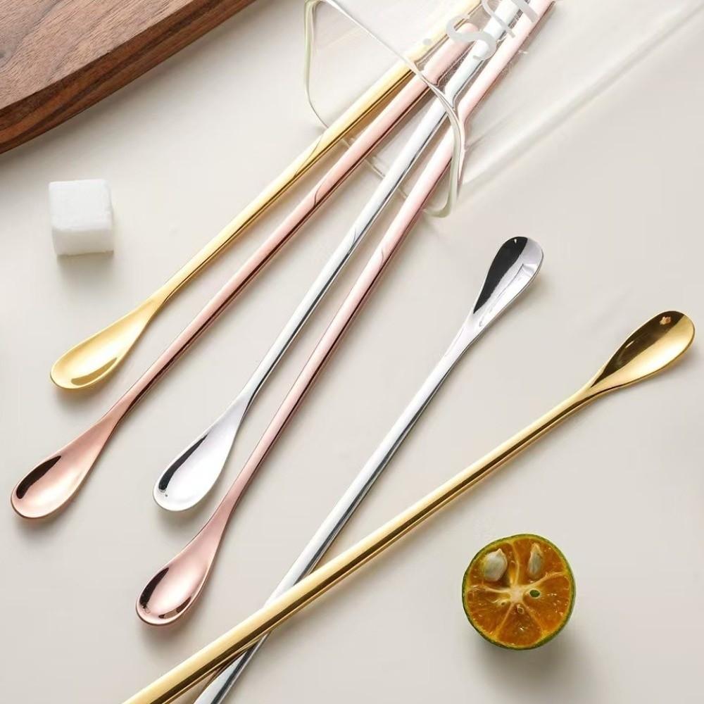 4PCS Stainless Steel Cocktail Stirrers Mini Drink Mixing Swizzle Stick Ice Tea Spoon  Coffee Shop