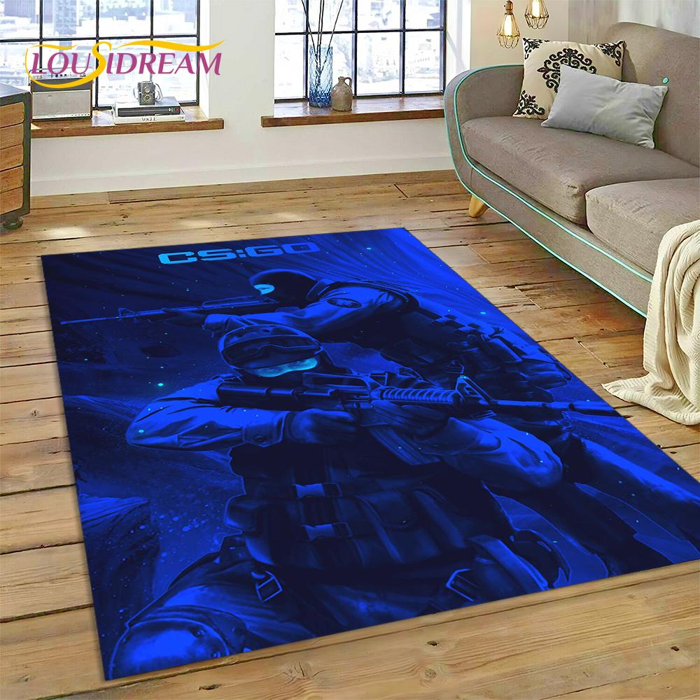 CS GO, Counter Strike Spiel Gamer HD Teppich für Wohnzimmer Schlafzimmer Dekoration, Bodenteppich rutschfeste Dekoration für Sofa Fußmatte Geschenk