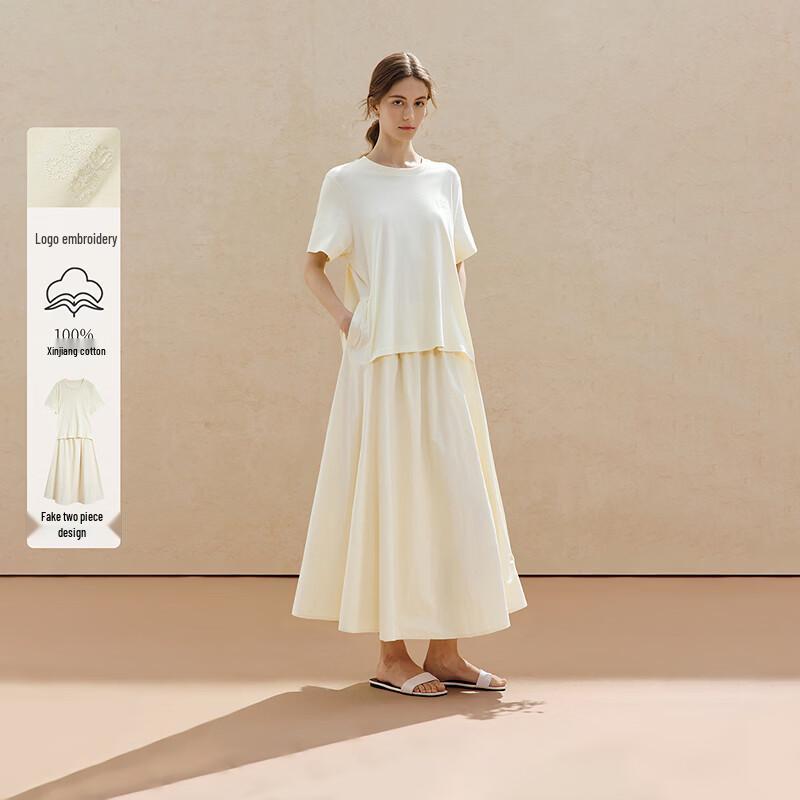 INMAN 100% Xinjiang Cotton Two-Piece Look Dress S