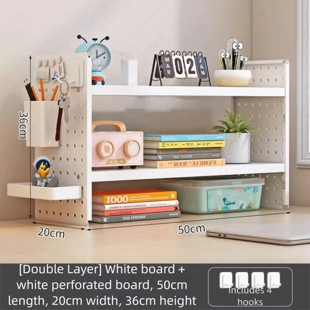 New Simple Design Hole Board Bookcase Easy Assembly Open Top Desktop Bookcase Modern Style Tabletop Display Shelf Home Office