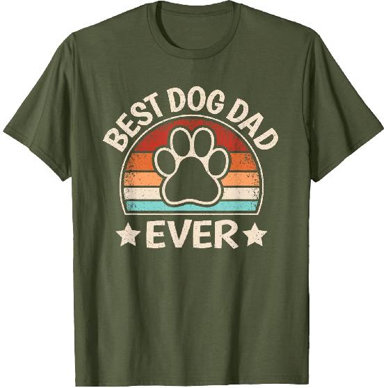 Best Dog Dad Ever Vintage Dog Paw Daddy Retro Dog Lover Men T-Shirt