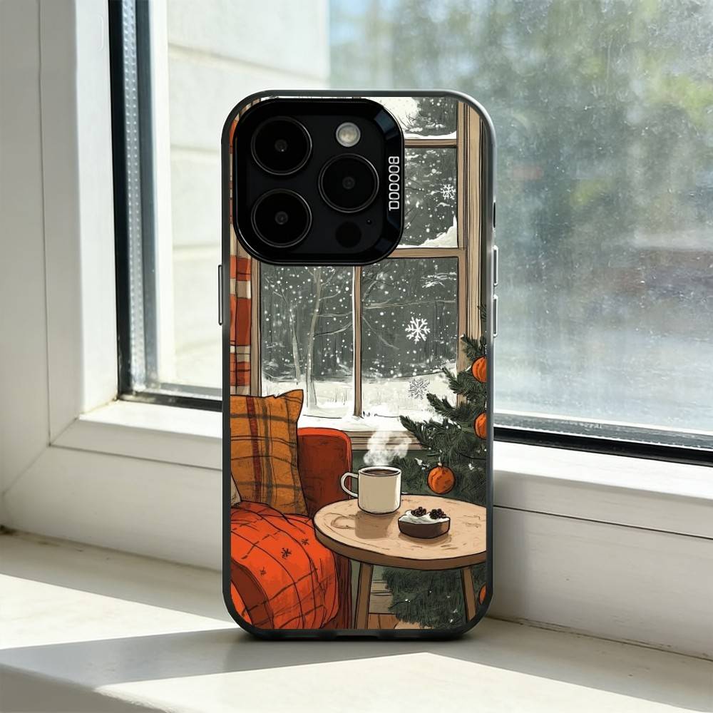 

Christmas Art winter C-Coffee Phone Case For iPhone 17,16,15,14,13,12,11 Plus,Pro Max,XS,Colorful Silver Phone case Funda Cover iPhone14Plus