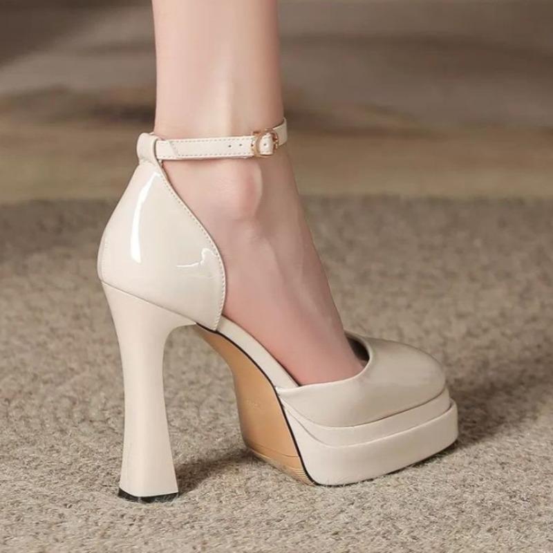 Fashion High Heels Women Platform Sandals Fad Buckle Shoes 2025 Elegant Chunky Slippers Summer Pumps Leather Dress Sandalias De Mujer