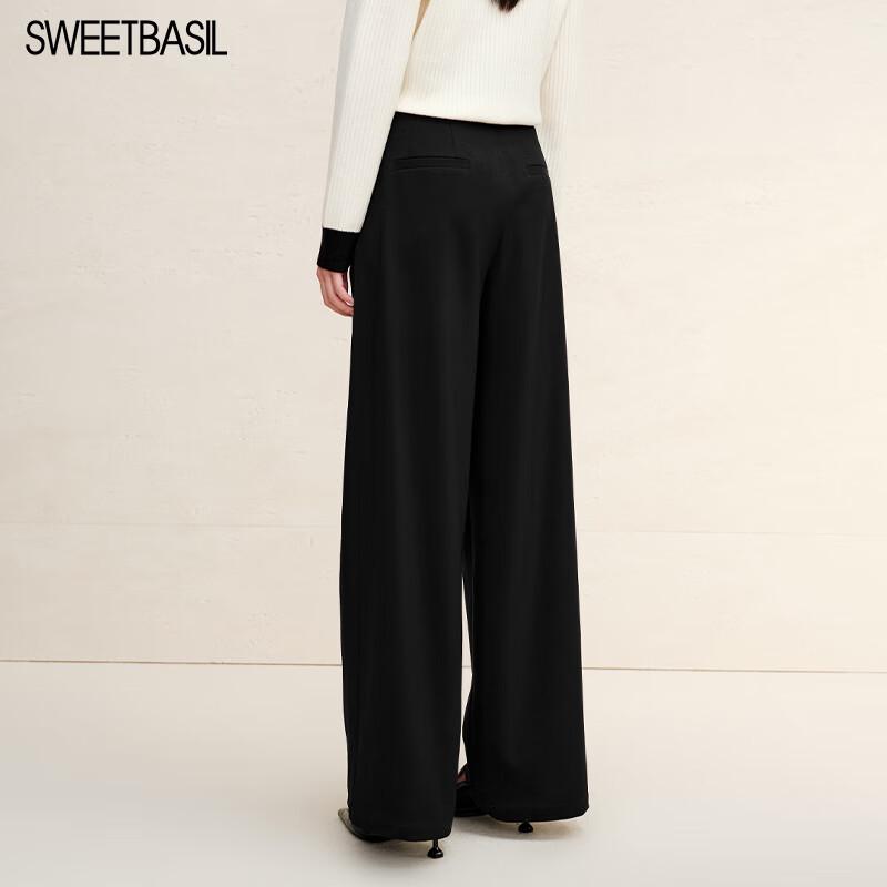 Sweet Basil Women's High-Waist Straight-Leg Casual Pants