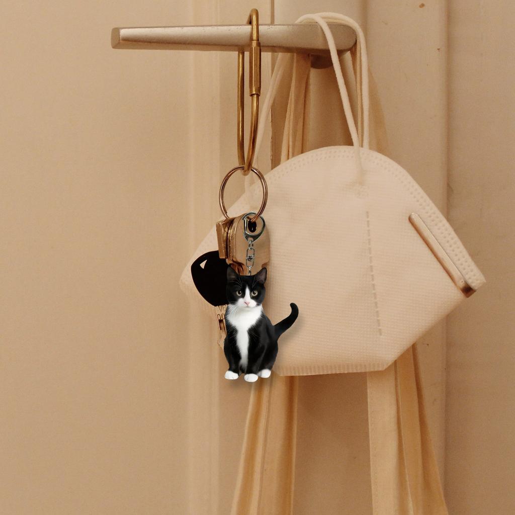 4Piece Set Cartoon Cat Keychains Acrylic Key Holder Key Pendant Acrylic Texture Cat Bag Charm Present for Fashion Lovers