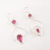 Natural Pink Tourmaline Gemstone 925 Stamped Silver Handmade Hook Earrings 2.07" EE-170-7