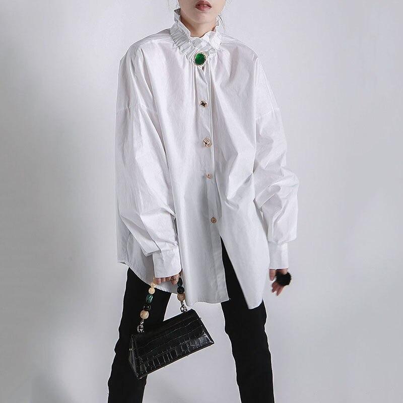 

XITAO Fashion Женская повседневная рубашка с воротником-стойкой свободный однотонный ZXR1529