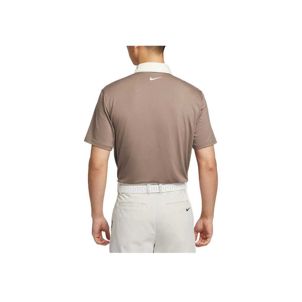 Nike Dri-Fit Tour Pohodlné Měkké Šetrné k Pokožce Módní Golfové Tričko s Krátkým Rukávem Pánské topy Norkově Hnědá Světle Slonová Kost FZ7502-233