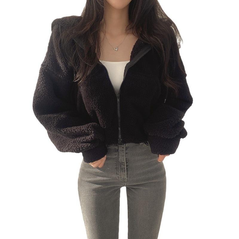 Autumn and Winter Thickened Thermal Jacket Short Zipper Hooded Jacket