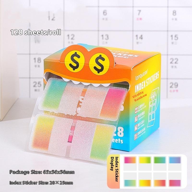 128Sheets/Box Drawer-Style Pull-Out Pearlescent Paper Sticky Transparent Colorful Marking Notes Memo Pad Note Marking Supplies
