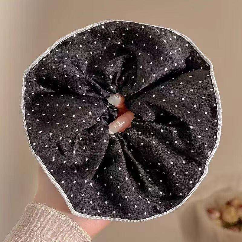 French Cherry Heart Hair Tie - Elegant Large Square Ponytail Holder