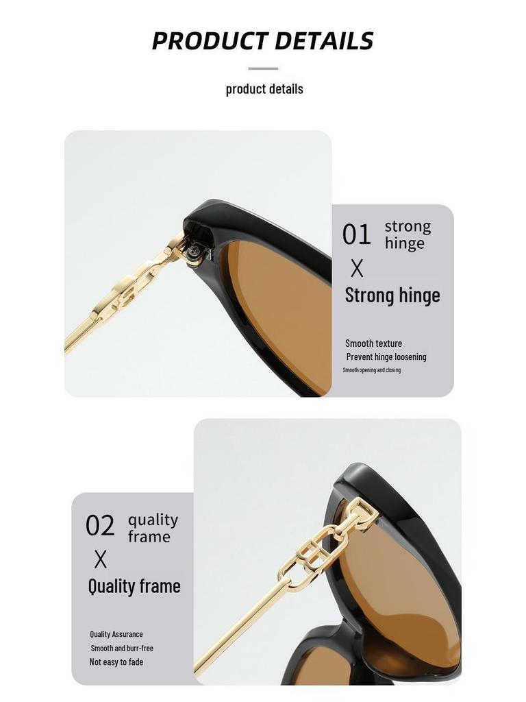 Women's Tea-Colored Cat-Eye Sunglasses with UV Protection