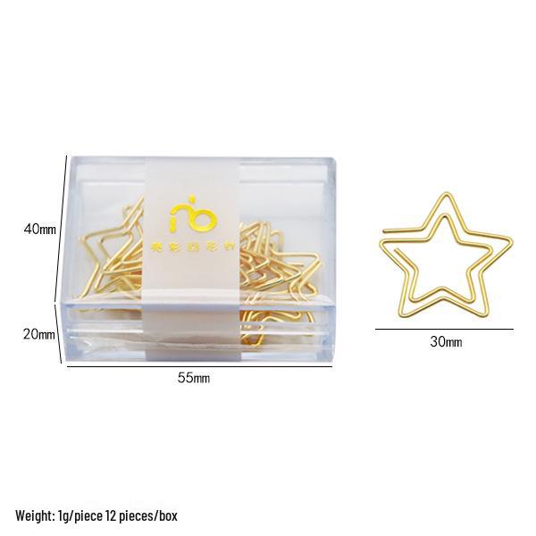 Electroplated Pentagram Paper Clips - Multicolored Metal Office Stationery for File Organization