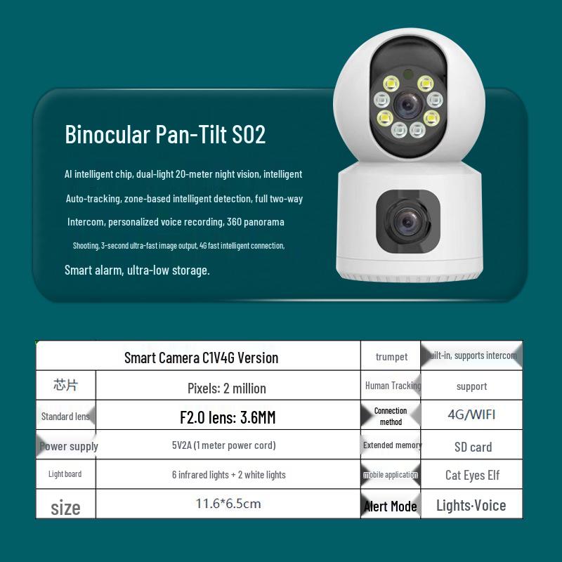 6D 360° Pan-Tilt WiFi HD Camera: Home/Outdoor Infrared Night Vision Intercom