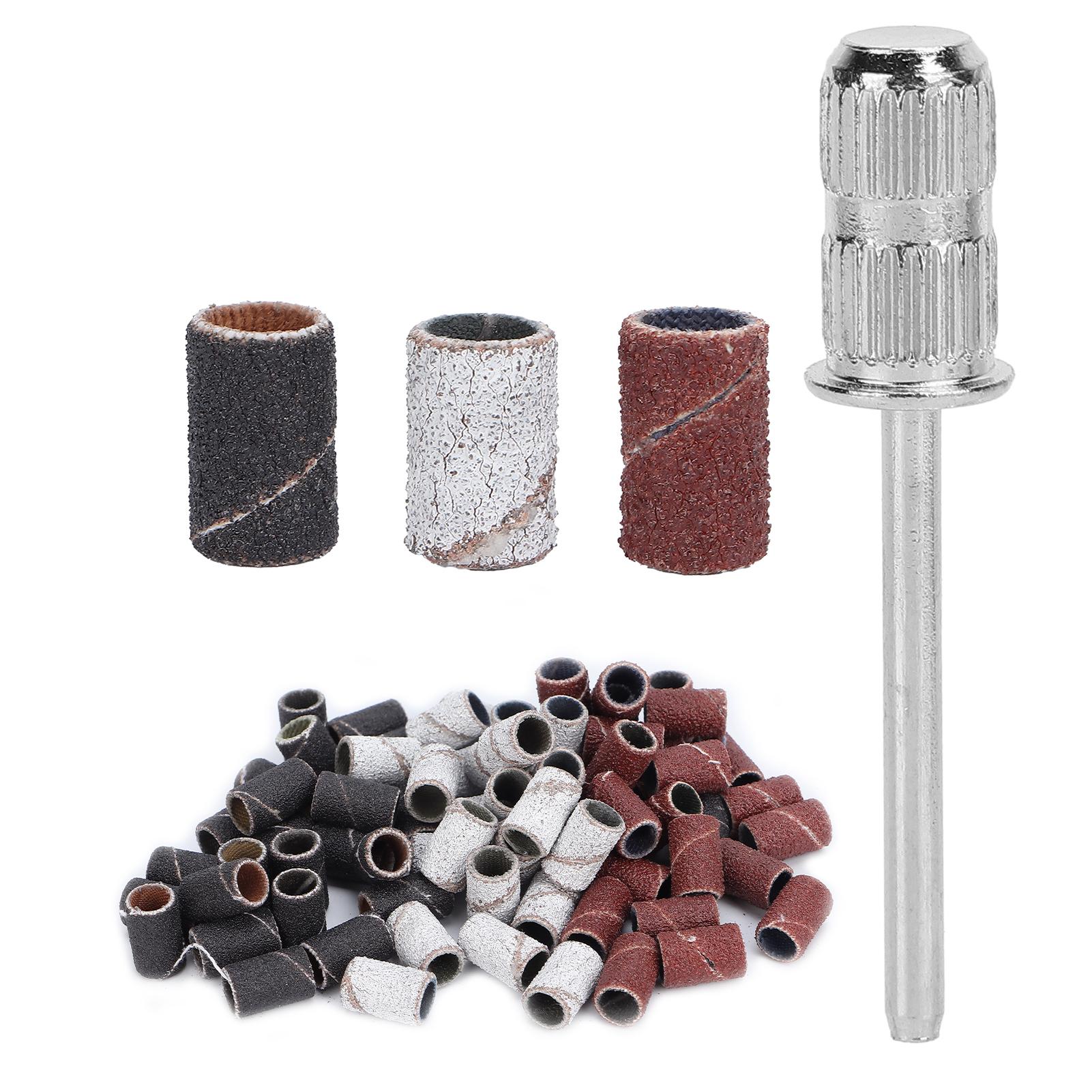 

75pcs Nail Sanding Bands Kit Shaft Storage Box 80# 120# 180# Grit for Nail Drill Bits