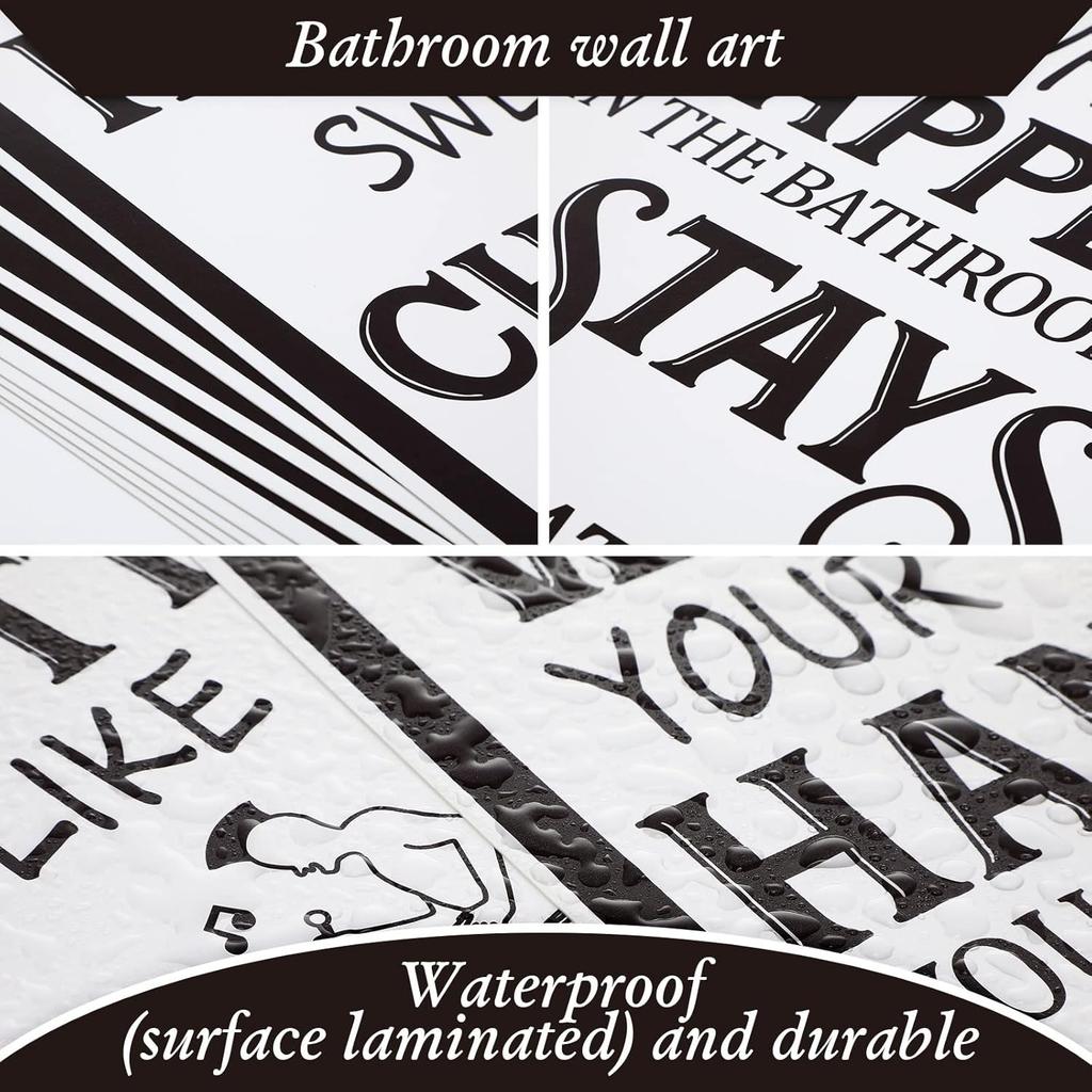 Zonon 9 Pieces Bathroom Wall Decor, Funny Vintage Bathroom Signs Washroom Quotes Sayings Art Prints Washroom Posters for Wall Restroom Toilet