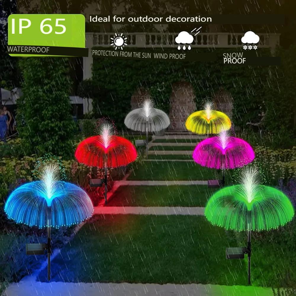 4pcs Solar Powered LED Street Lamp for Garden, Cottage, Landscape,Fountain Decor,7 Colors Jellyfish Lamp