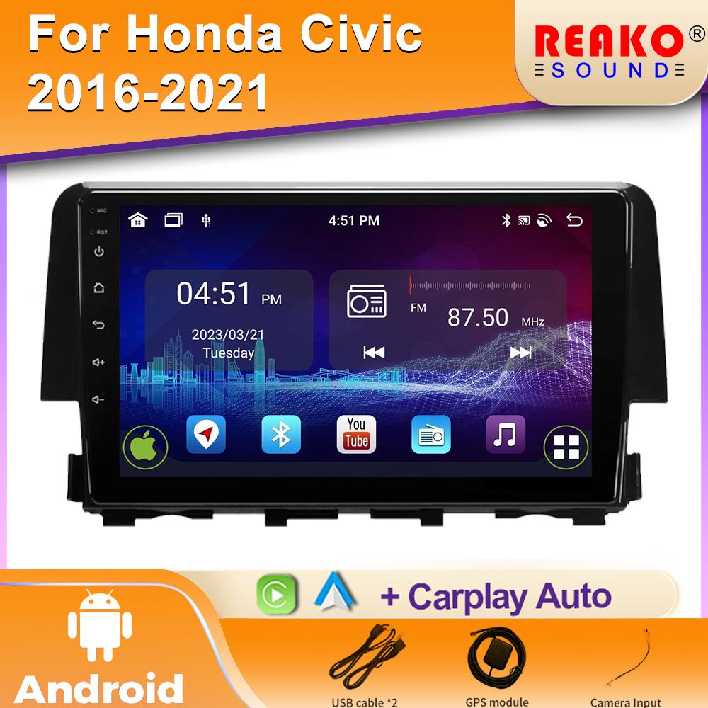 Andriod Car Stereo Radio For Honda Civic 10th 10gen 2015 - 2021 Multimedia Player Wireless Carplay Android Auto WiFi DSP