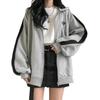 Women Loose Casual Hoodie Coat Cardigan with Zipper Long Sleeves Contrast Color Hooded Soft Warm Outerwear for Spring