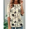 Women's 3D Printed Flower Crew Neck Casual Stylish Long Sleeve T-Shirt