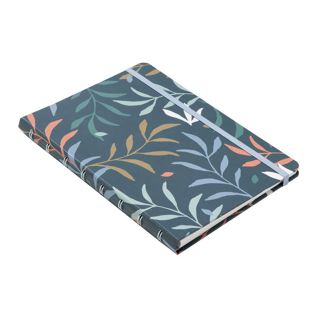 Filofax Botanical Collection Refillable Notebook, A5 Size, 112 Ruled, Repositionable Pages, 56 Sheets, Blue (B179518U)