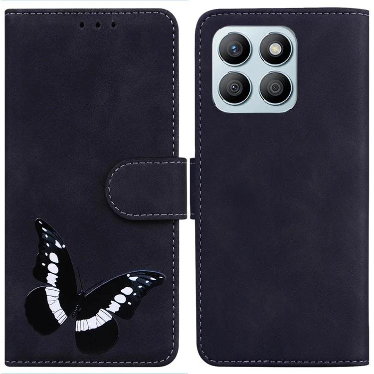 

For Honor X8b 4G Wallet Case Skin-touch Leather Phone Cover Butterfly Pattern