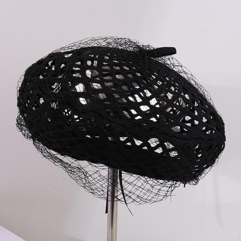 

New fashionable solid-color mesh hollowed-out design beret women s outdoor casual breathable fisherman hat 56-58CM