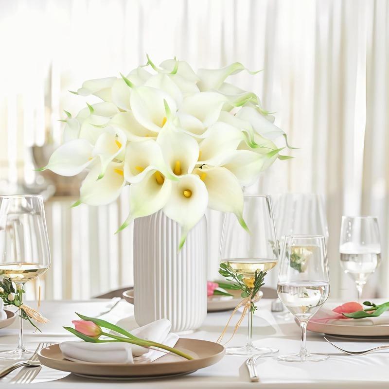 6Pcs 40cm Artificial Calla Lily Flower Heads Bride Holding Bouquet Wedding Decor Craft Wreath Home Decoration Christmas Supplies