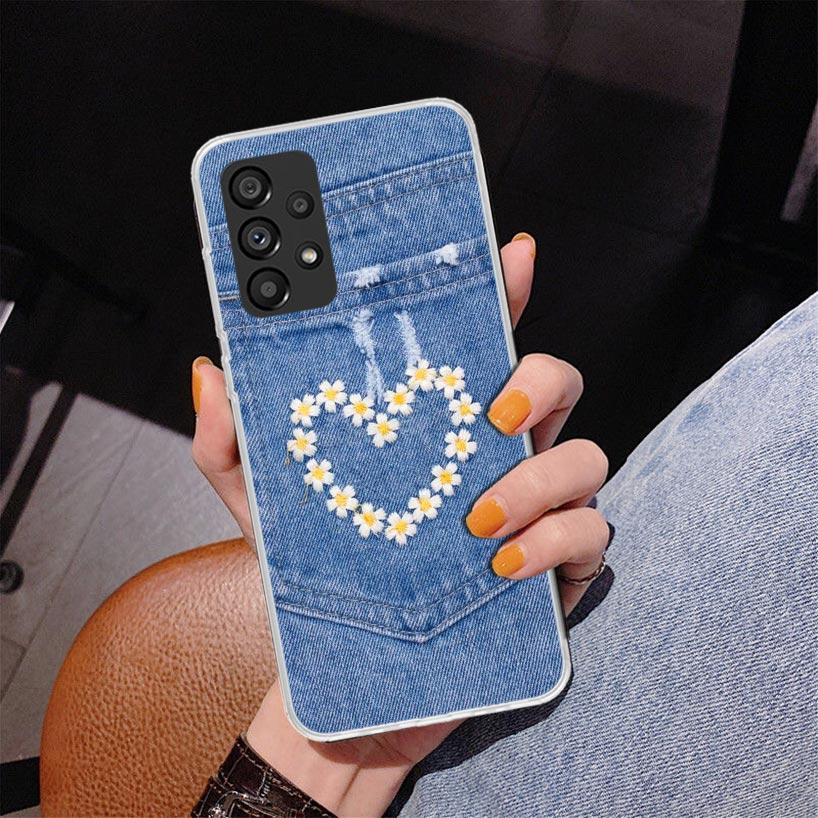 Jeans Cowboy Denim Printed Phnoe Case for Samsung Galaxy A17 A37 A57 A16 A26 A36 A56 A15 A14 A13 A55 A54 A53 A35 A34 A33 A25 A24