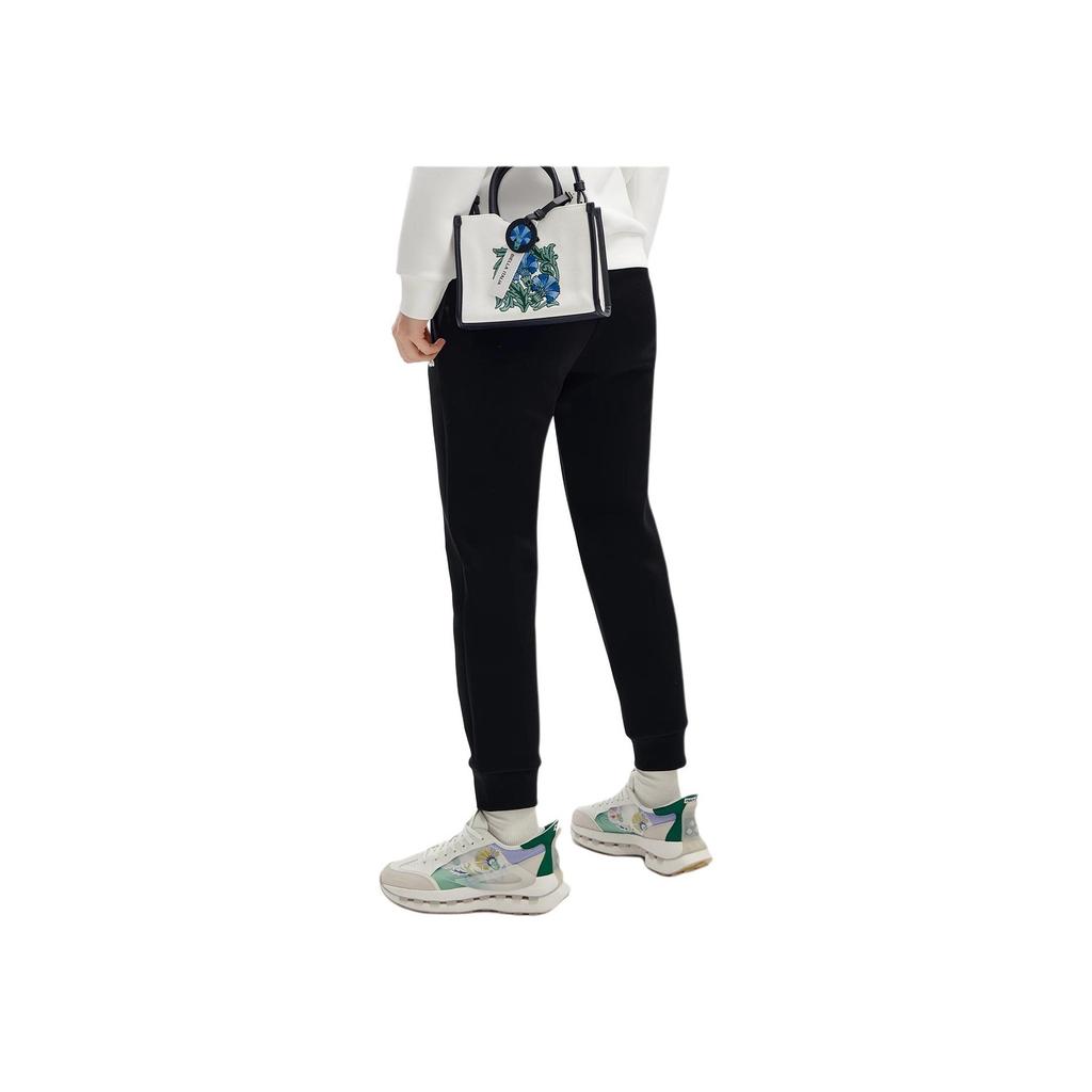 FILA Official Womens Knitted Long Pants 2024 Spring New Fashion Casual Basic Cuffed Sports Pants Women bottoms Black F11W418603F-BK