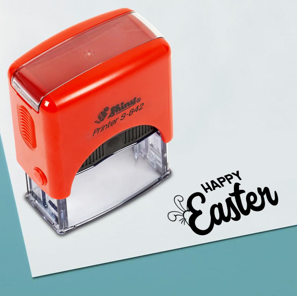 Printtoo Happy Easter Self Inking Rubber Stamp Pre,Inked Office Stamp, Home Office Business Stationery, 38 x 14 mm,