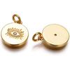 10Pcs Brass Micro Pave Cubic Zirconia Evil Eye Charms Golden Flat Round Lucky Eye Charms for Jewelry Making DIY Crafts Necklace