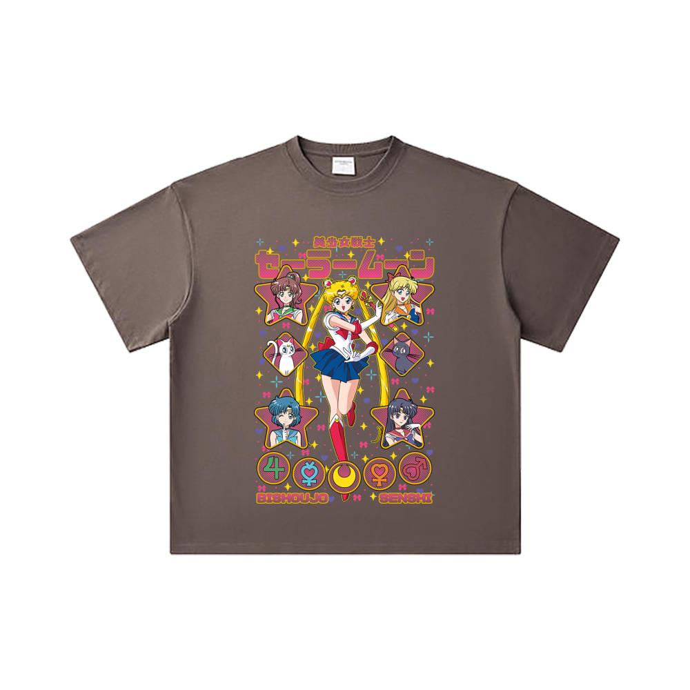 260 GSM Double Yarn 32 Count 100% Cotton Sailor Moon V1 Print Unisex Heavy Cotton T Shirt