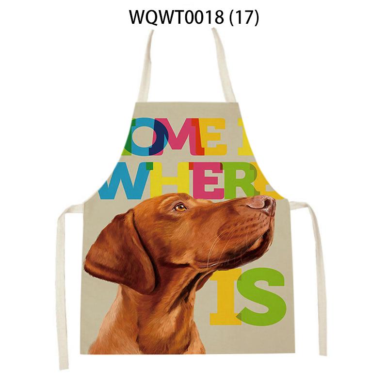 Lovely Animal Dog Printed Linen Sleeveless Kitchen Aprons Women Men Home Cooking Baking Waist Bib Dachshund Cleaning Aprons