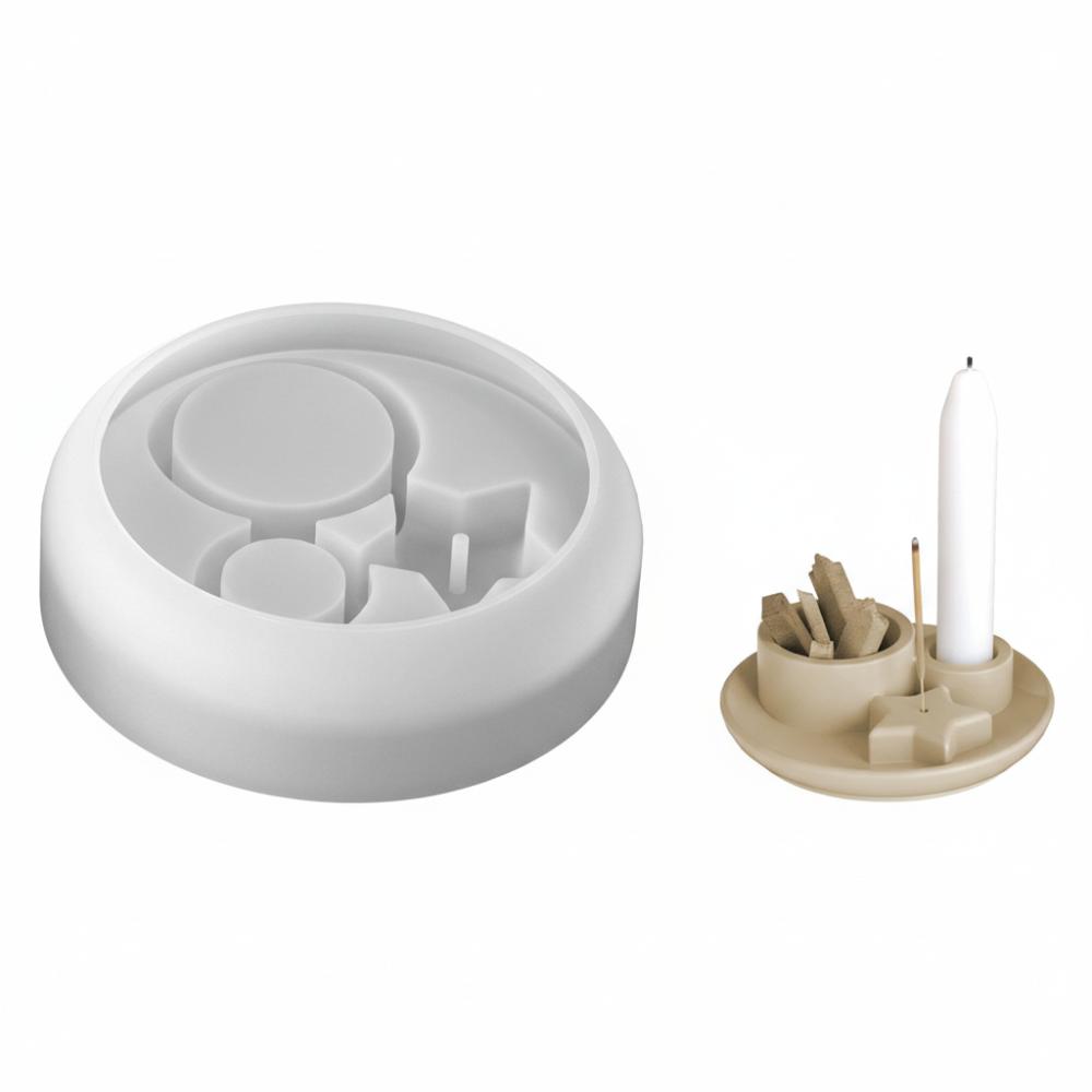 Non-stick Moon Candlestick Silicone Mold Round Incense Holder Molds  Gift Ornaments Star