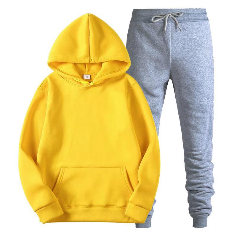 Completo con Felpa con Cappuccio e Pantaloni della Tuta Classici Sportivi Unisex – 15 Colori Disponibili
