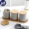Skandinávský keramický stojan na koření Kuchyňská lahvička na sůl a pepř Skladovací láhev s víkem a lžičkou Sada kreativních jednoduchých koření