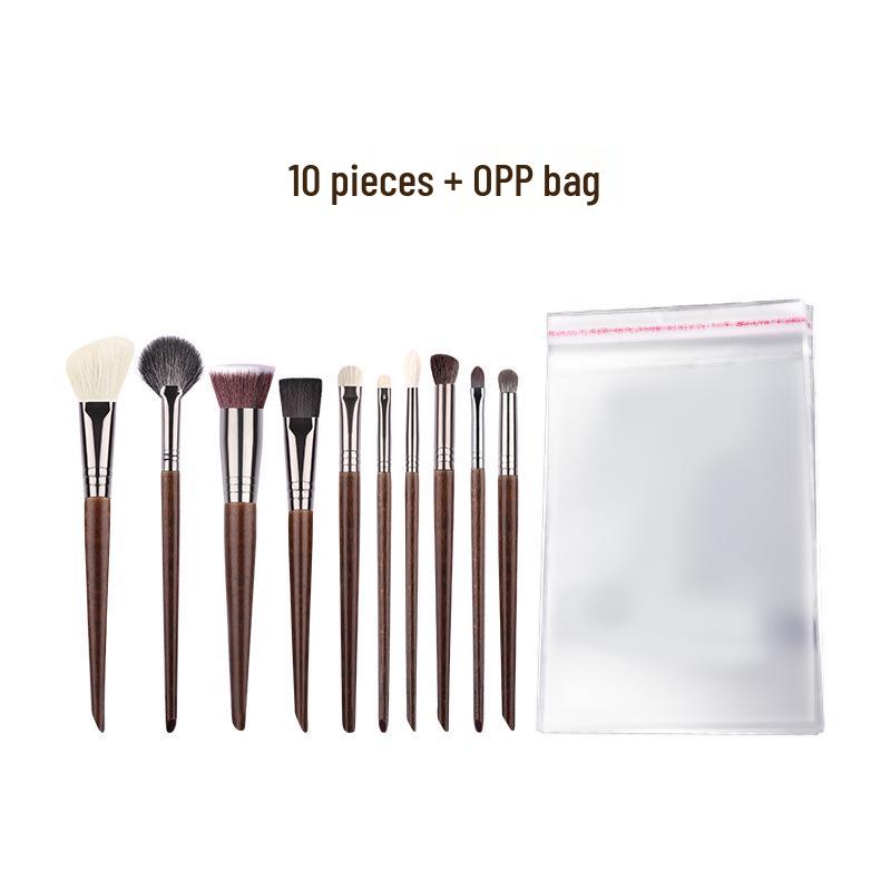 10-Piece Beginner Makeup Brush Set - Contour, Highlighter, Eyeshadow with Animal Hair