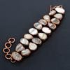 Yellow Lace Agate Bracelet Gemstone Jewelry, Copper Electroformed Adjustable Chain Bracelet, Gift For Women Handmade Bracelet