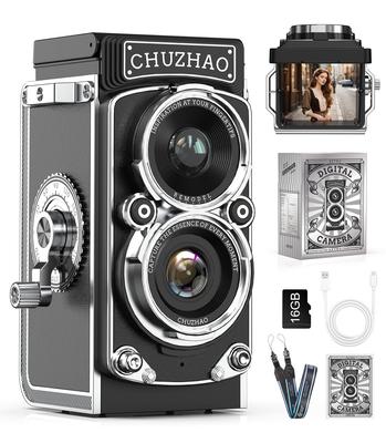 TURNRISE Mini Retro 1080P Mini Retro Digital Toy Camera with 12MP Portable Digital Includes 16GB SD for and Adults Camera Autofocus, 1.54-inch