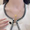 Flower butterfly flowing water pendant necklace light luxury temperament high sense collarbone chain niche sweet versatile jewelry