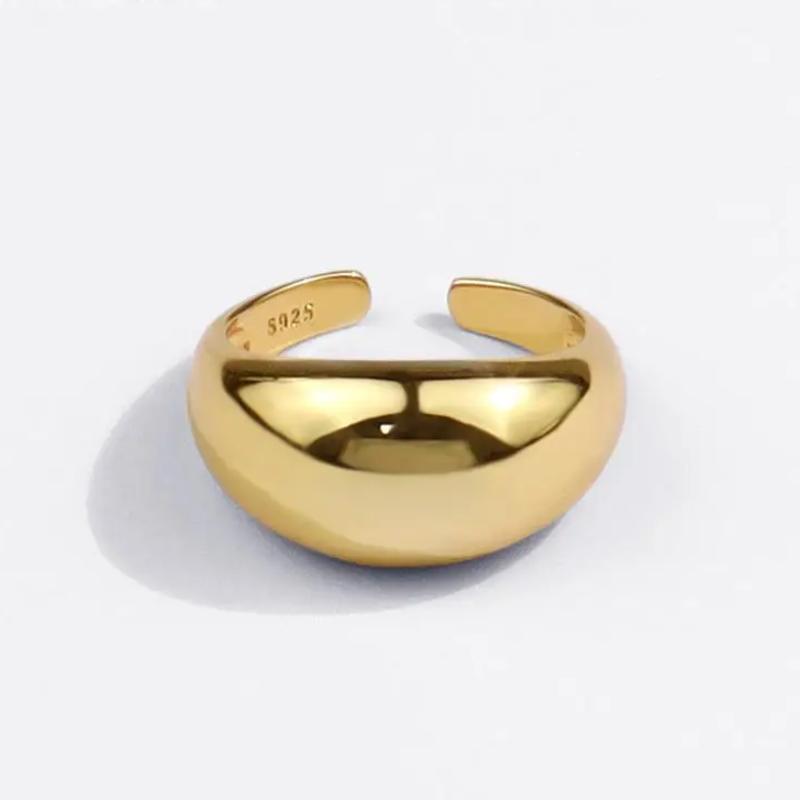 Silver Smooth Simple Elliptical shape Ring for Women Men Personality Wide Face Rings Jewelry