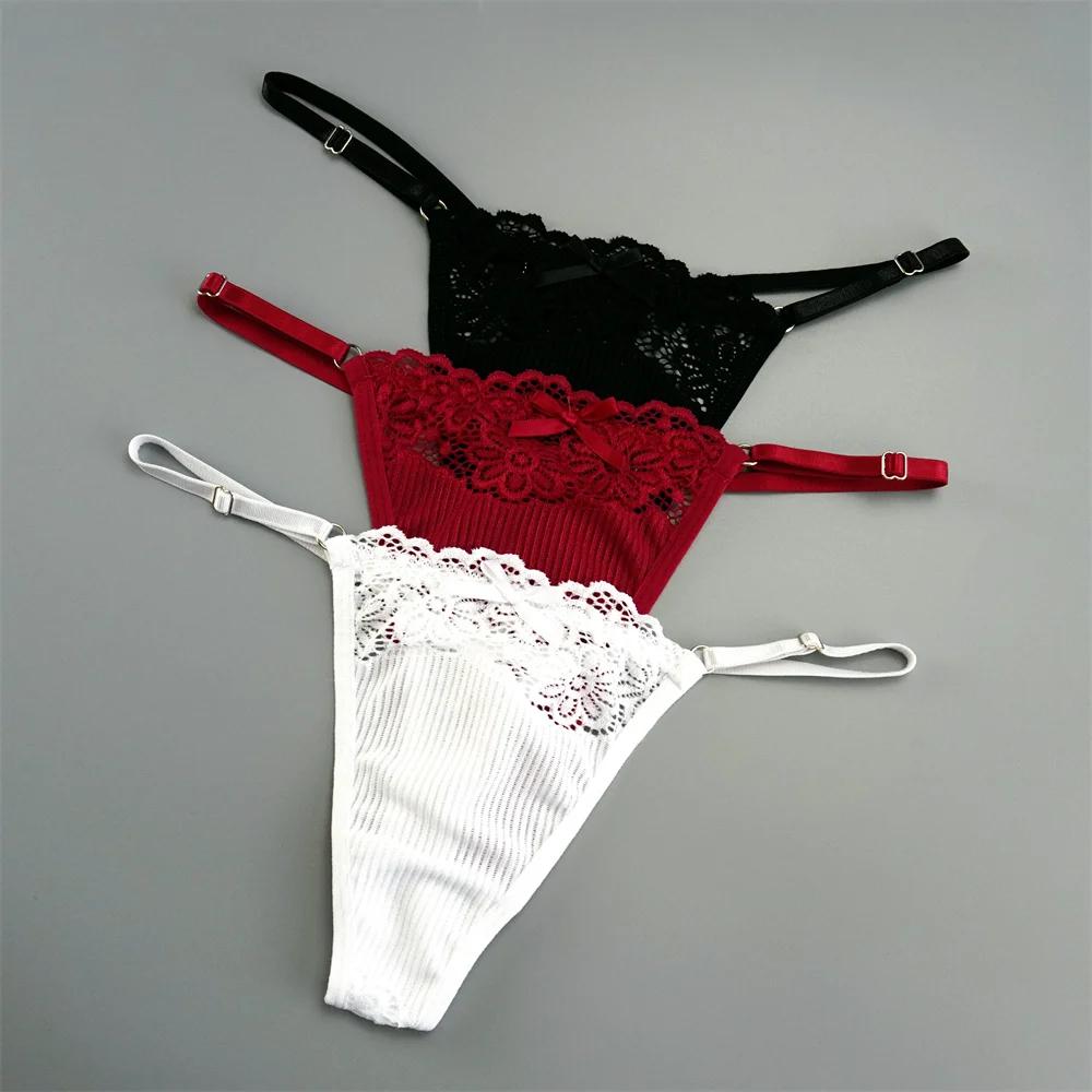 3Pcs/Pack Women Sexy Thong  Low Waist Sexy Underwear Hollow Out Lace Panties Lingerie Superior Comfortable G-String Fast Send